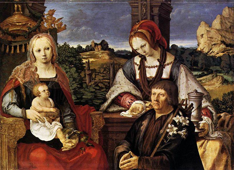 Lucas van Leyden Virgin and Child with Mary Magdalen and a donor oil painting image